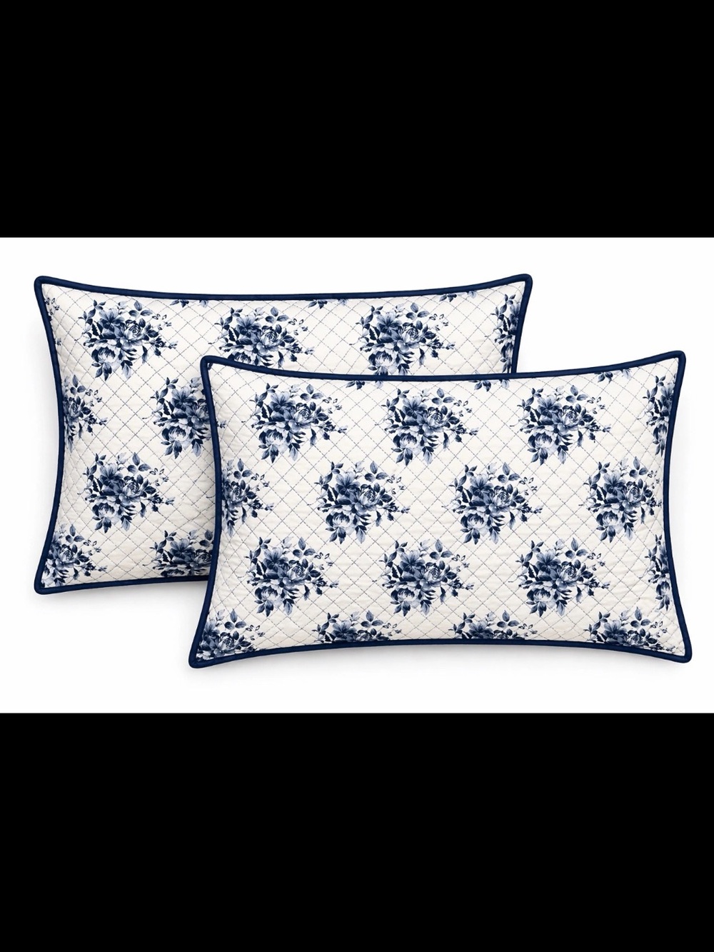 India Hicks Island Living King Pillowcases Set of 2  Blue Floral Stripe